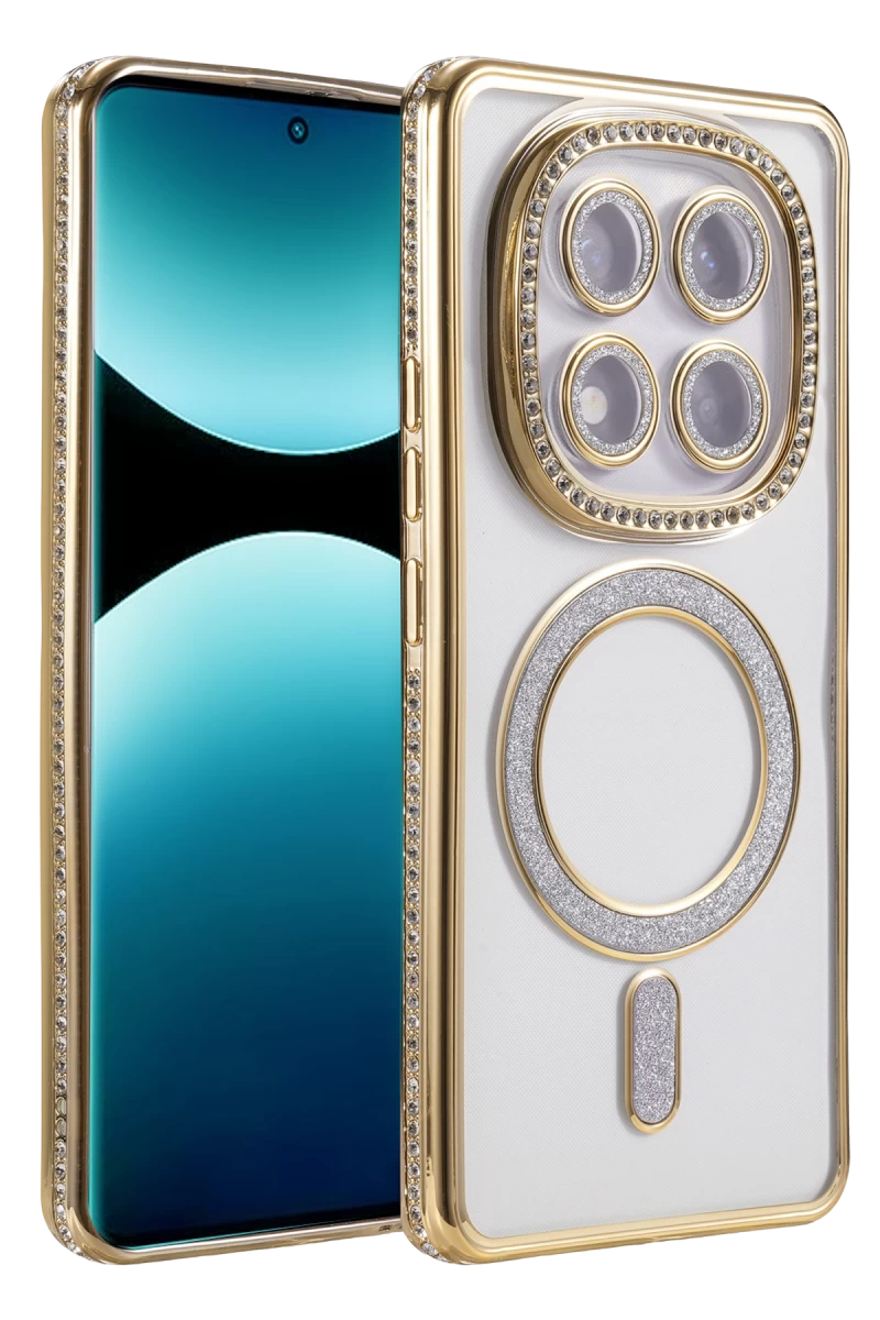 Xiaomi Redmi Note 15 Pro Plus 5G Uyumlu Joke Simli Magneticsafe Kılıf - Gold