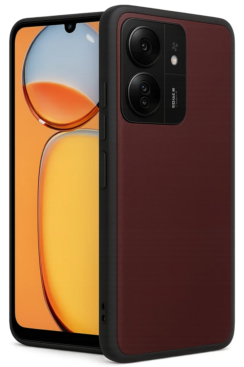 Xiaomi Redmi 13C Uyumlu Kılıf Aras Deri Kapak - Bordo
