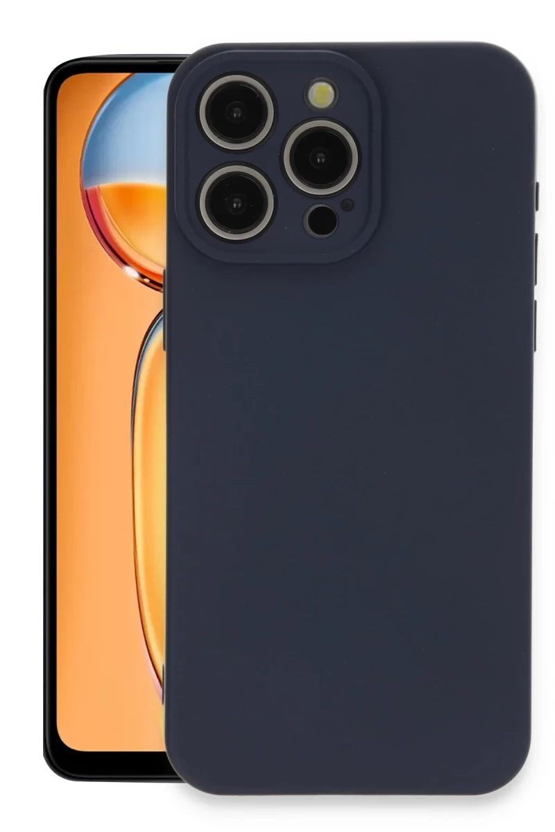 Apple iPhone 15 Pro Max Uyumlu Kılıf Nano içi Kadife Silikon - Lacivert