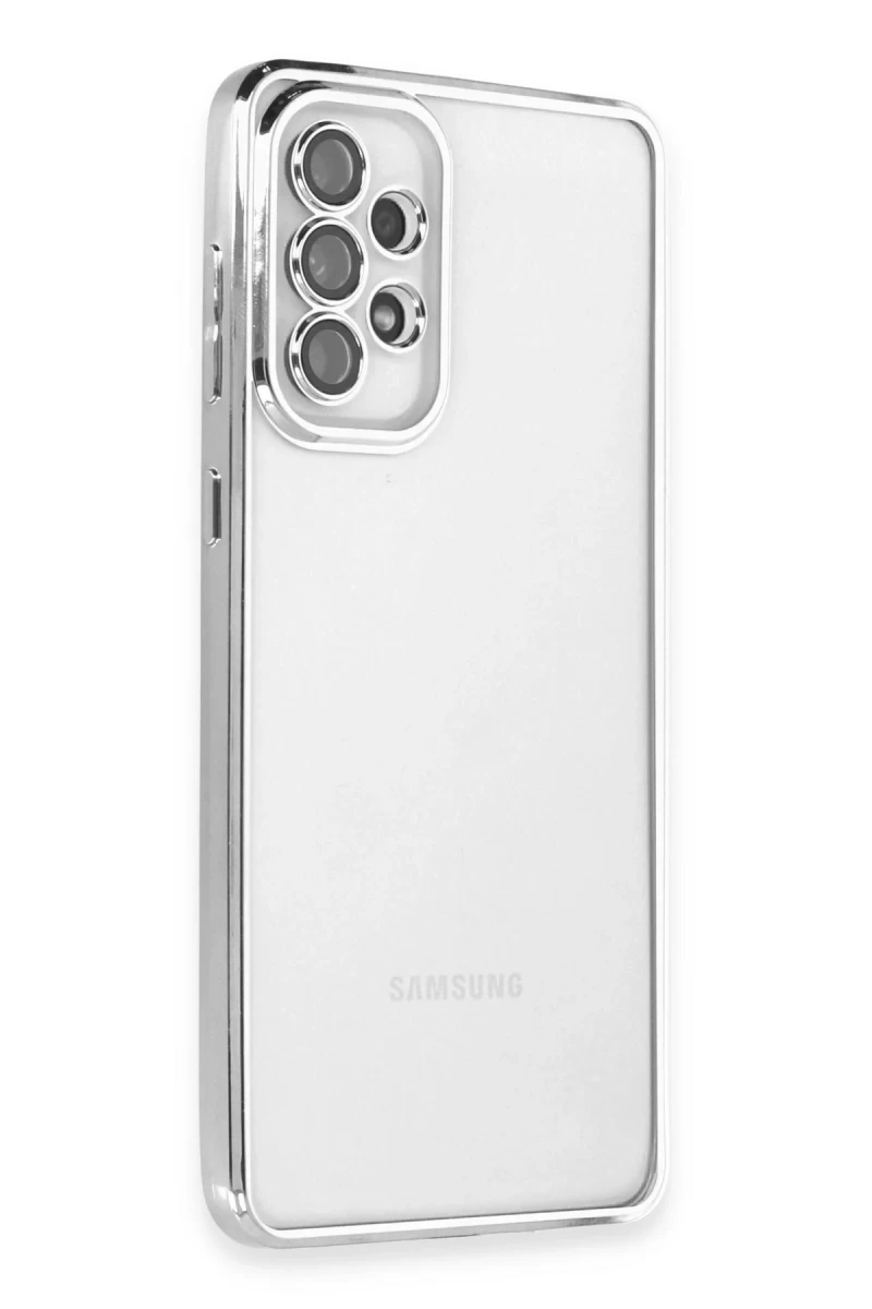 Samsung Galaxy A53 5G Uyumlu Kılıf Lensli Silikon - Gümüş