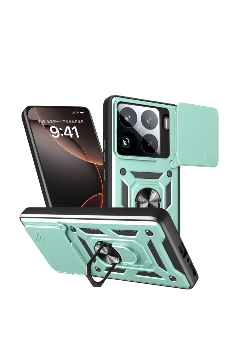 Xiaomi Mi 15 Pro Uyumlu Kılıf Pars Lens Yüzüklü Silikon - Yeşil