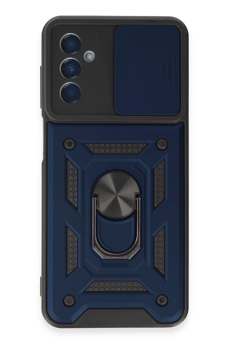 Samsung Galaxy M14 5G Uyumlu Kılıf Pars Lens Yüzüklü Silikon - Lacivert