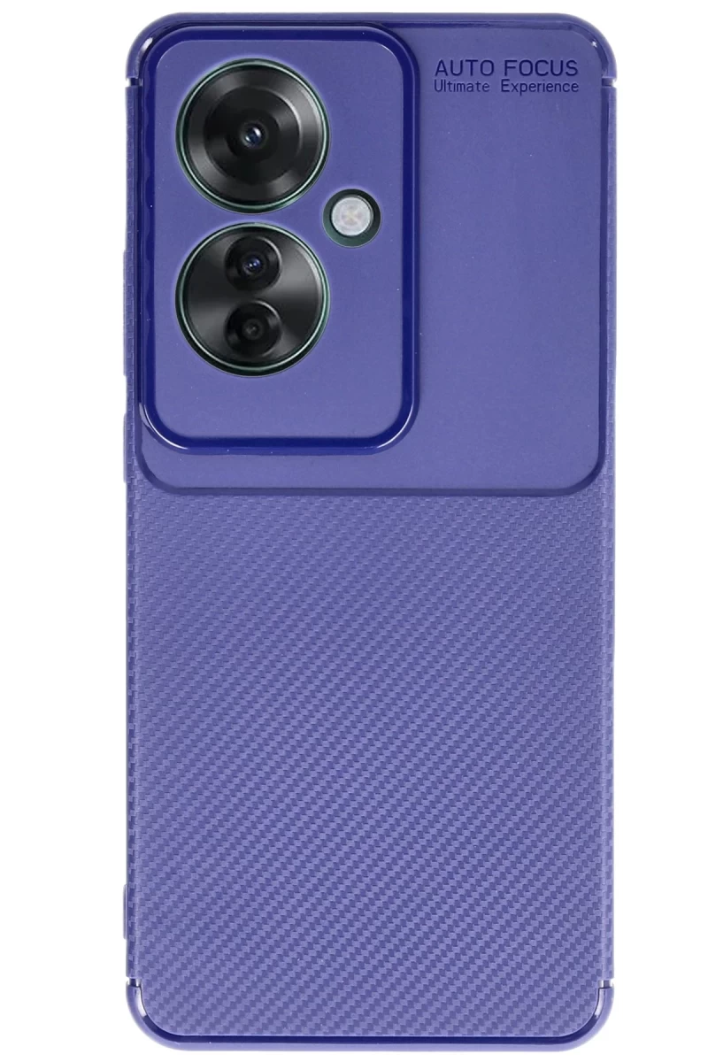 Oppo Reno 11F Uyumlu Kılıf Auto Focus Karbon Kapak - Lacivert