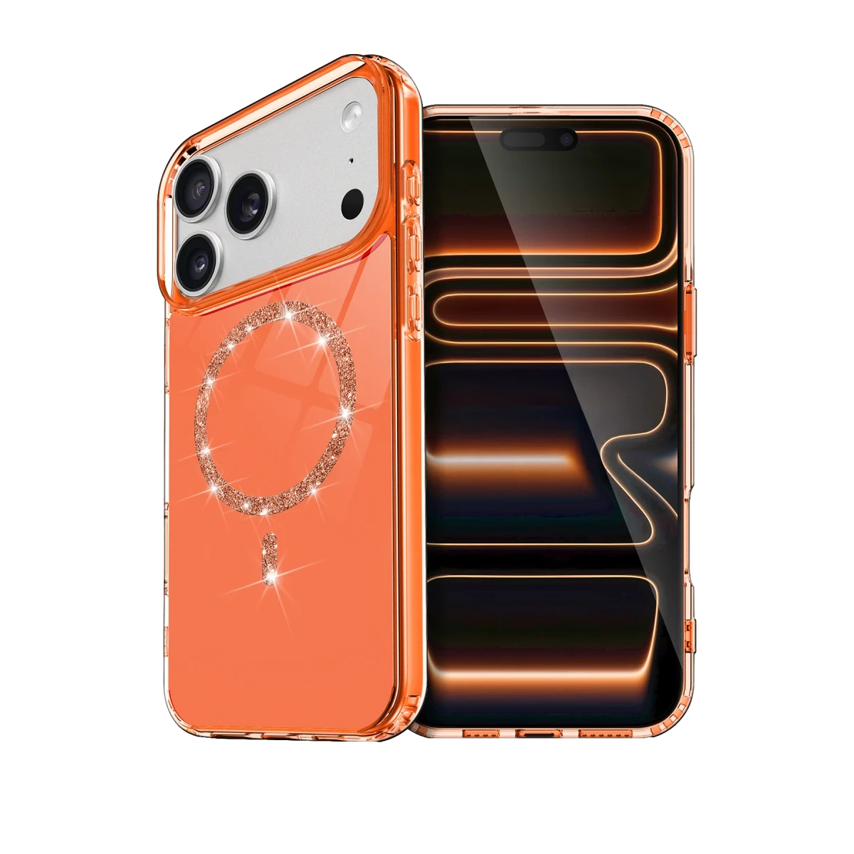 Apple iPhone 17 Pro Max Uyumlu Live Diamond Magsafe Kapak - Turuncu