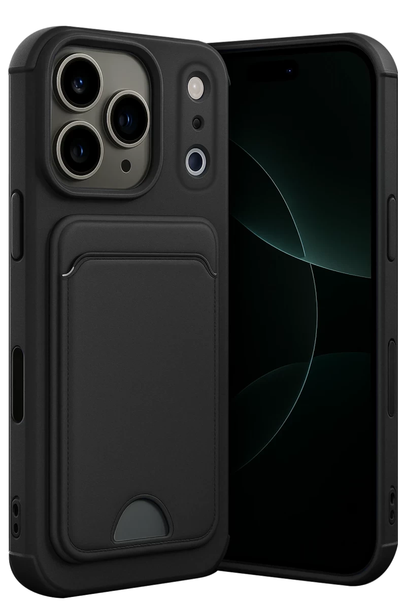 Apple iPhone 17 Pro Uyumlu Kelvin Kartvizitli Silikon - Siyah