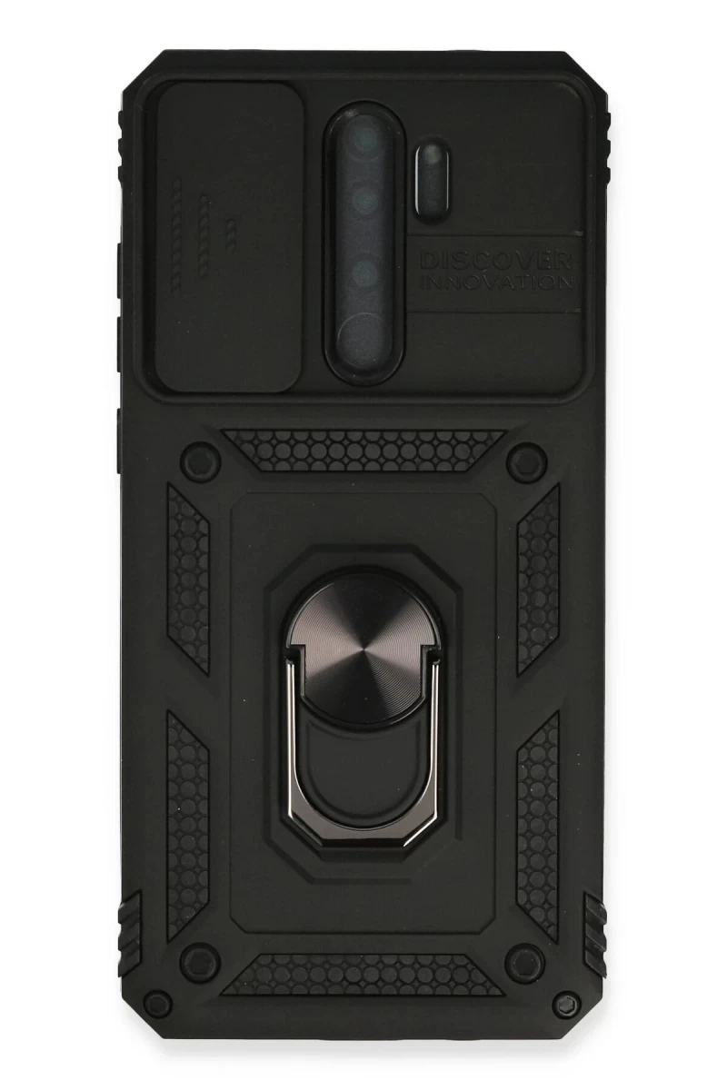 Xiaomi Redmi Note 8 Pro Uyumlu Kılıf Pars Lens Yüzüklü Silikon - Siyah