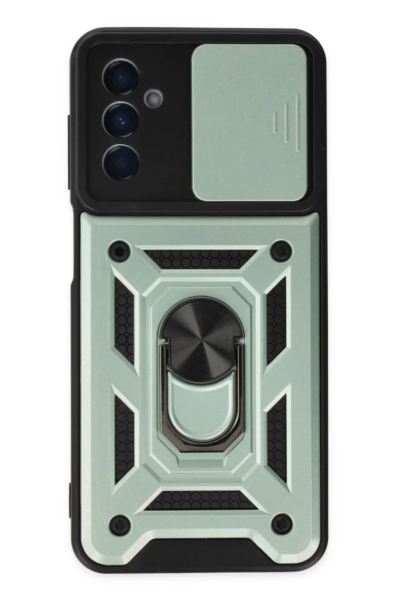 Samsung Galaxy A04S Uyumlu Kılıf Pars Lens Yüzüklü Silikon - Yeşil