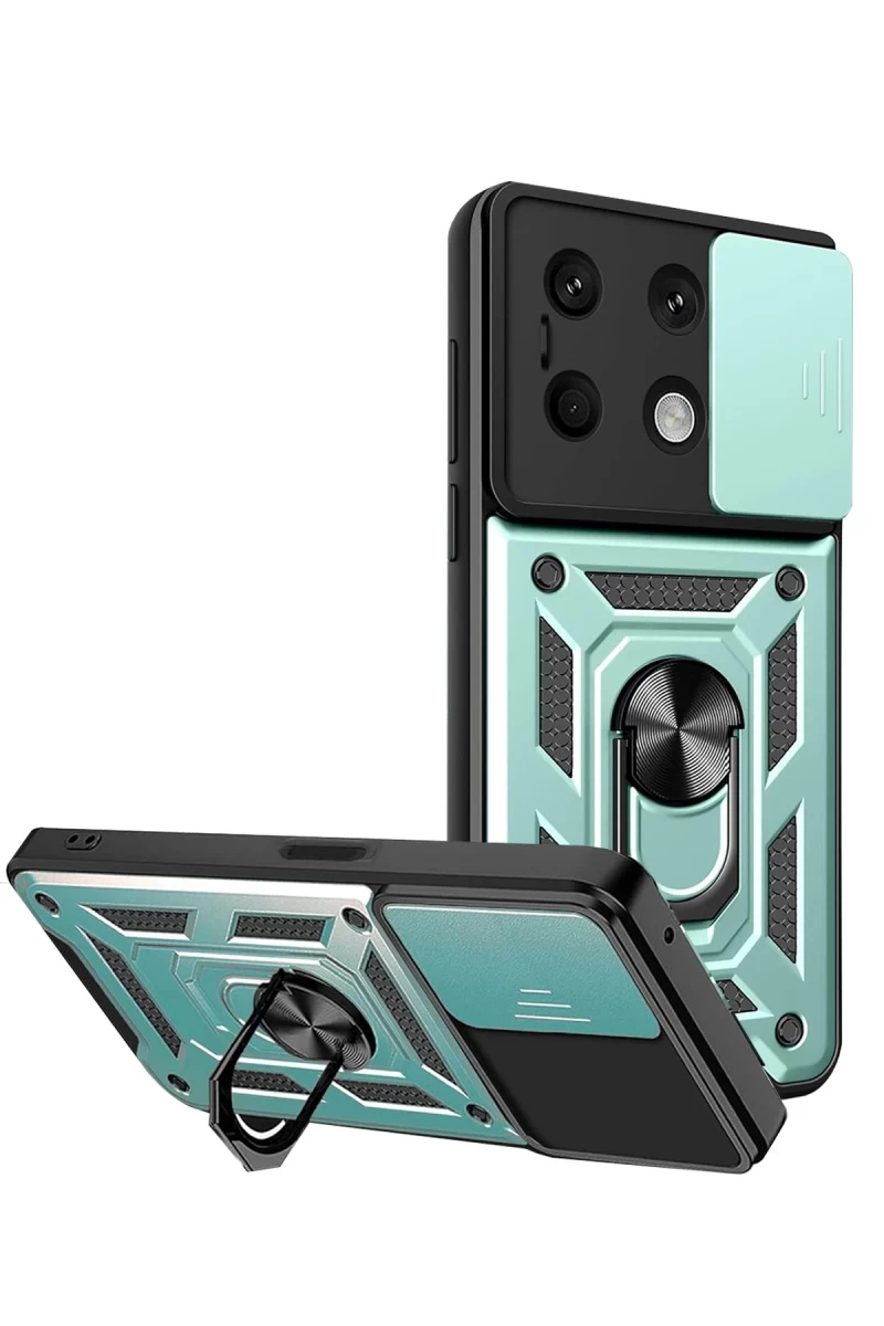 Xiaomi Redmi Note 13 4G Uyumlu Kılıf Pars Lens Yüzüklü Silikon - Yeşil