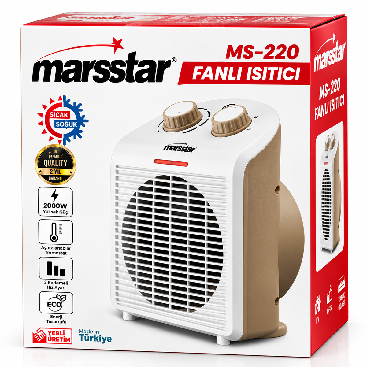 Turbo Fanlı Elektrikli Sıcak ve Soğuk Isıtıcı - 3 Kademe