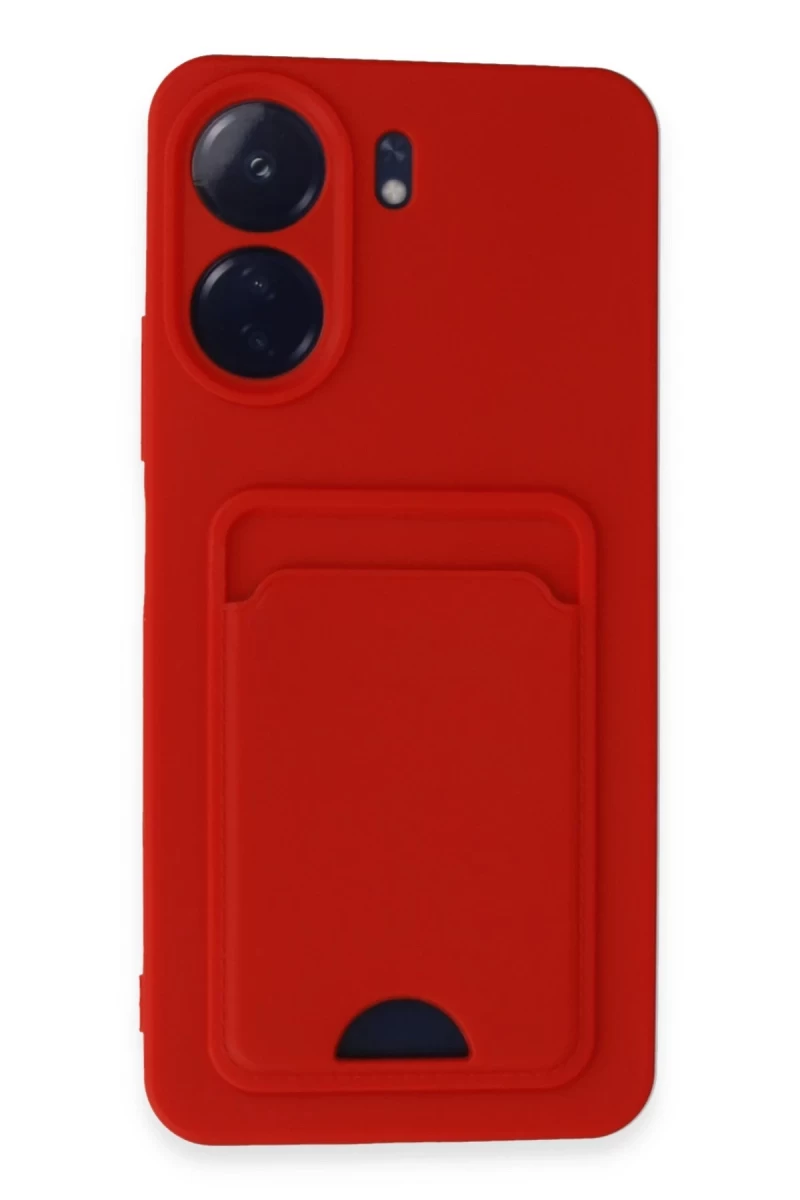 Xiaomi Redmi 13C Uyumlu Kılıf Kelvin Kartvizitli Silikon - Kırmızı