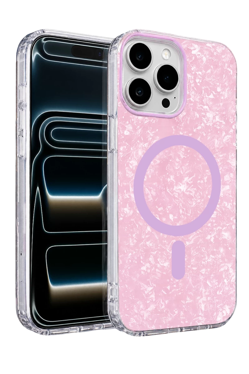 Onegif Apple iPhone 16 Pro Max Uyumlu Mila Dalgalı Magsafe Kapak - Lila