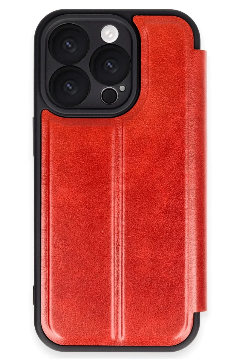 Apple iPhone 16 Pro Uyumlu Kılıf Flip Cover - Kırmızı