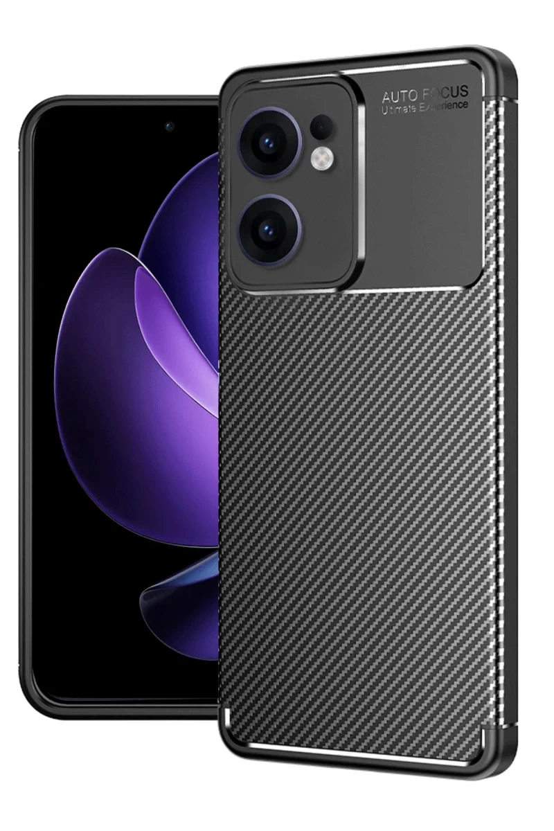 Oppo Reno 13F Uyumlu Kılıf Auto Focus Karbon Kapak - Siyah