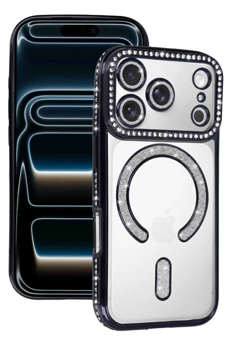 Apple iPhone 17 Pro Uyumlu Joke Simli Magneticsafe Kılıf - Siyah