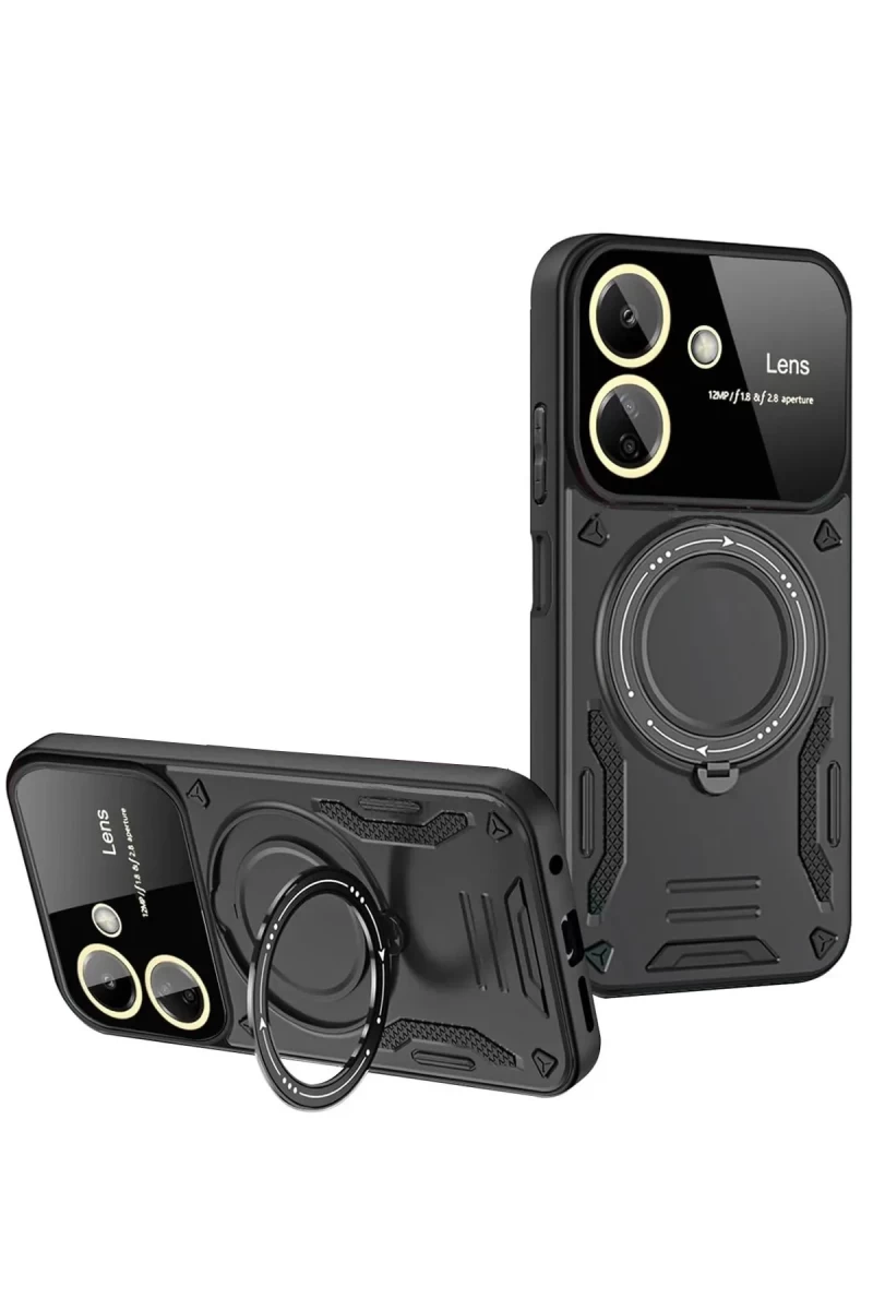 Xiaomi Redmi 13C Uyumlu Kılıf Joy Lens Standlı Kapak - Siyah