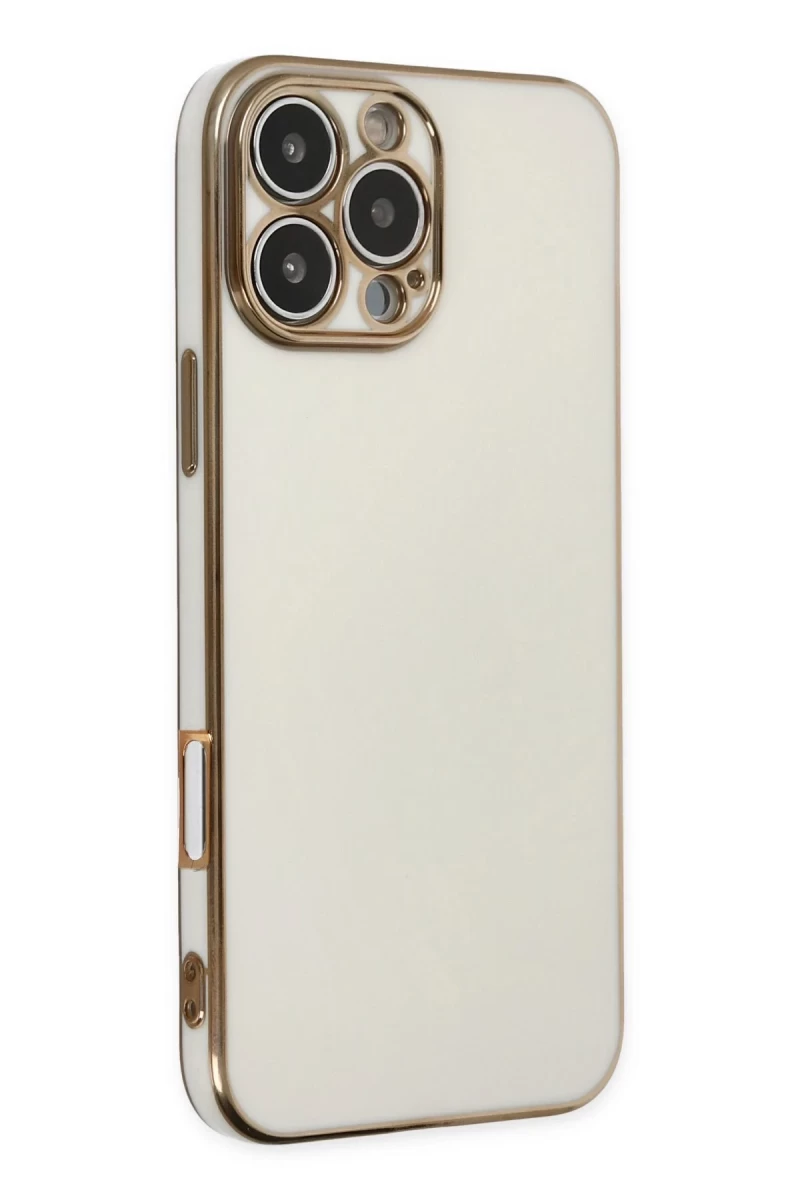 Apple iPhone 16 Pro Max Uyumlu Kılıf Volet Silikon - Beyaz
