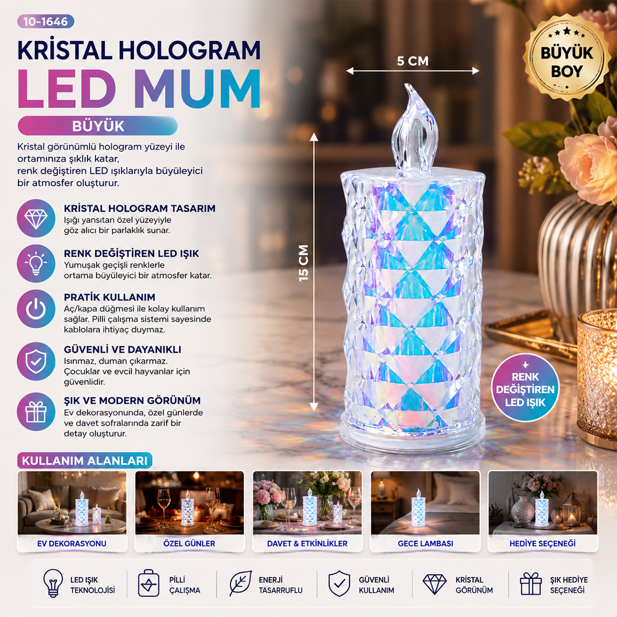 LED mum mika kristal