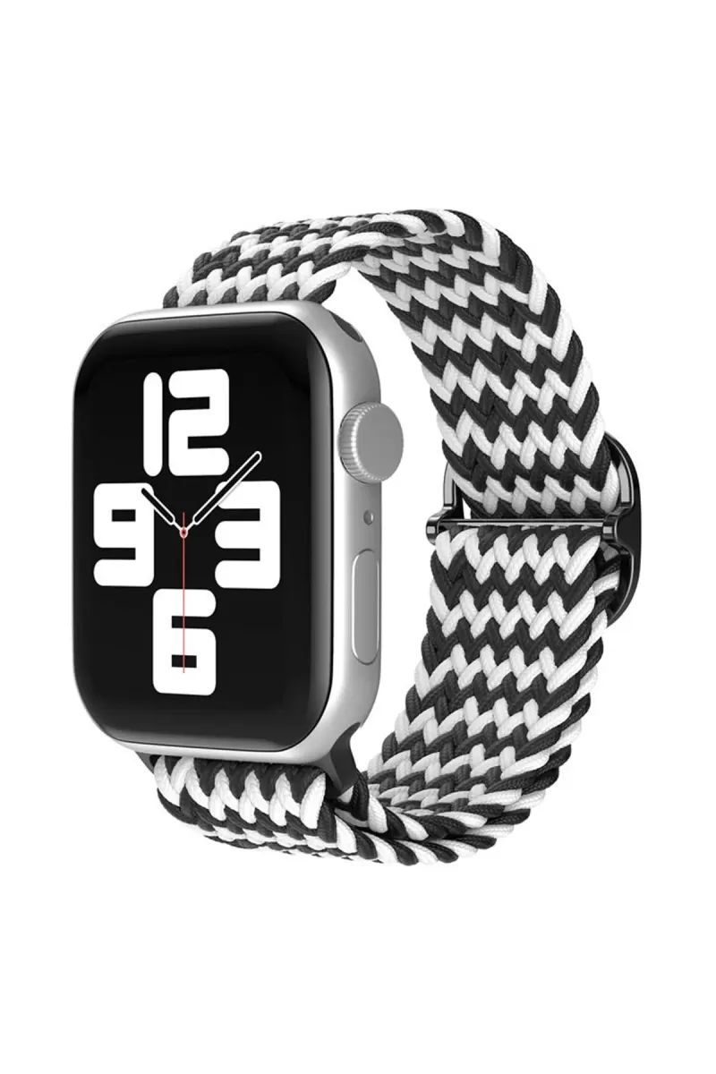 Apple Watch 38mm Uyumlu Star Kordon - Zigzag Siyah-Beyaz
