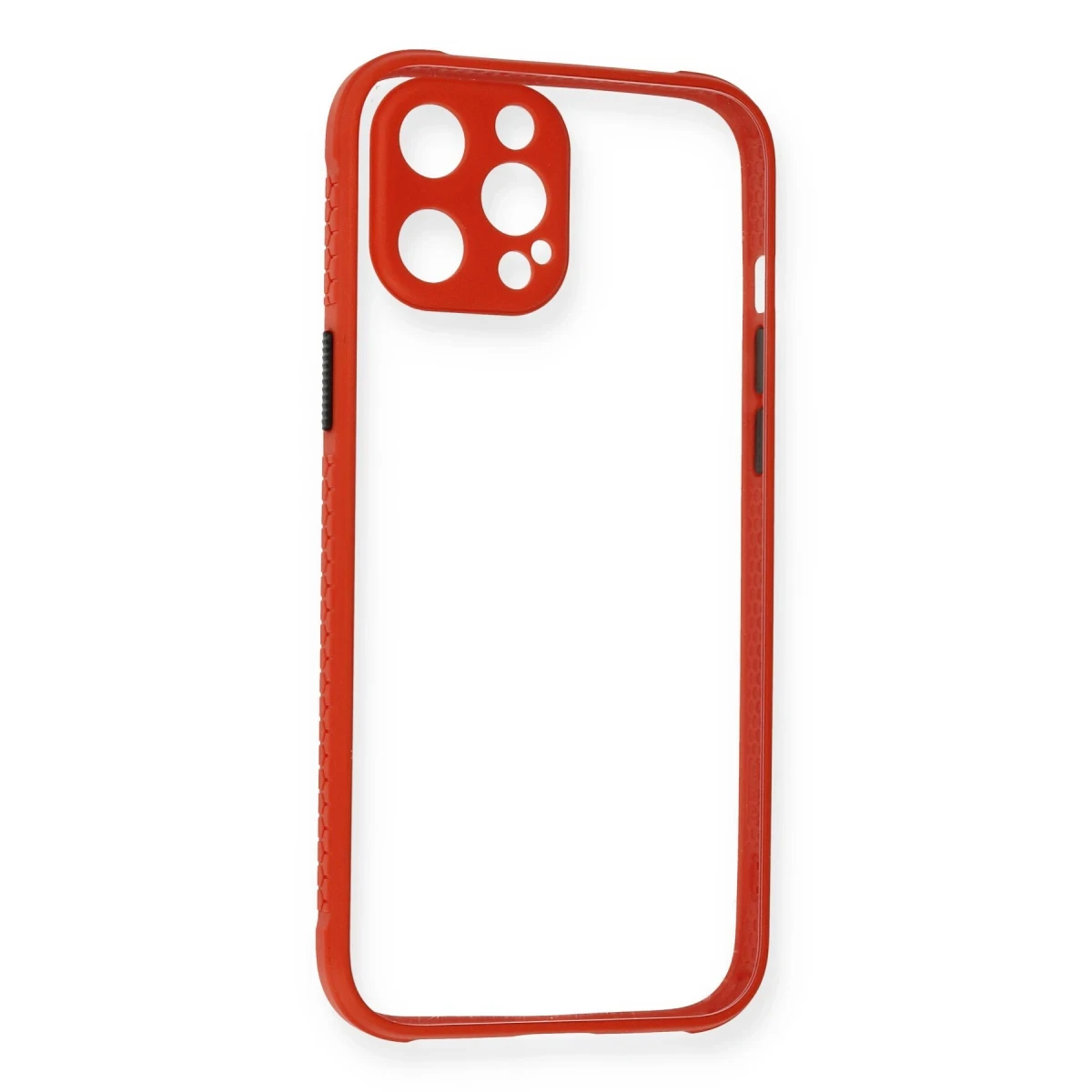 Apple iPhone 12 Pro Kılıf Miami Şeffaf Silikon - Kırmızı