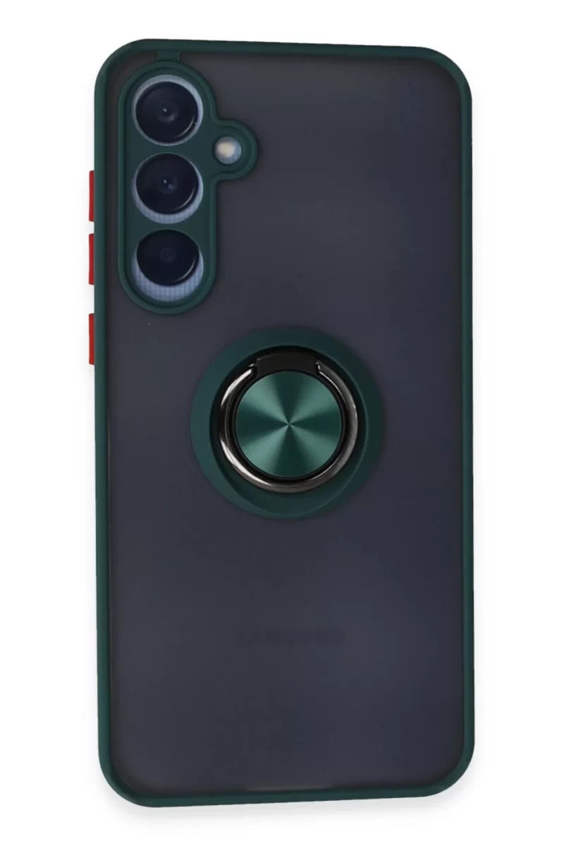 Samsung Galaxy A25 5G Uyumlu Kılıf Montreal Yüzüklü Silikon Kapak - Yeşil
