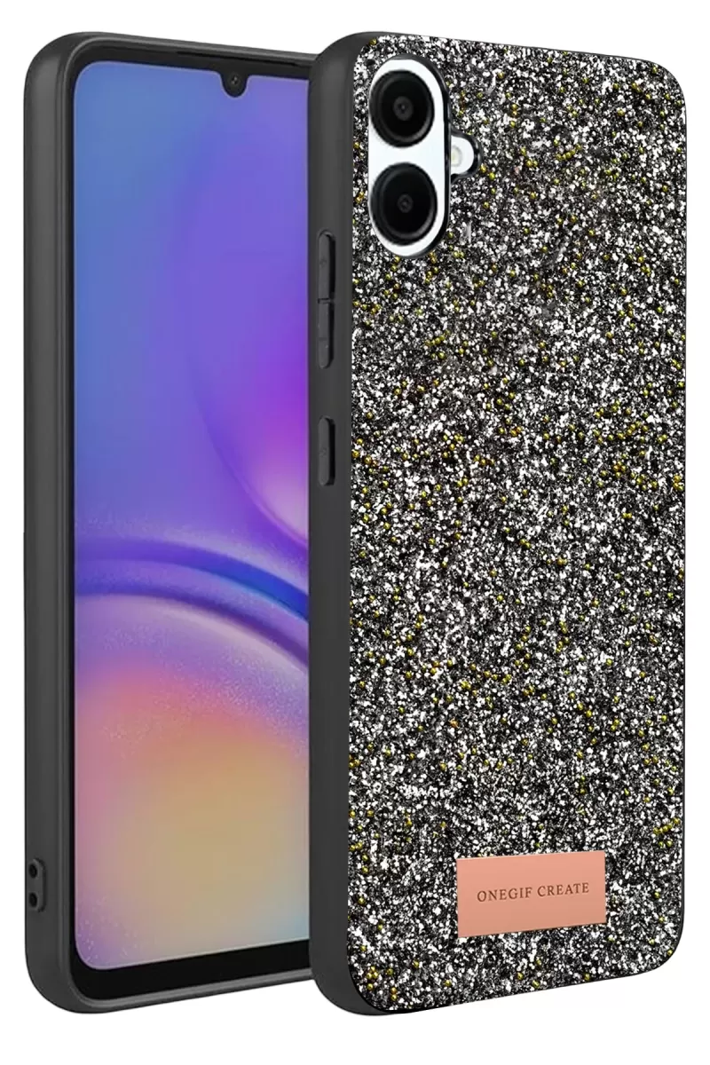 Onegif Samsung Galaxy A07 4G Uyumlu Bright Simli Kapak - Gold