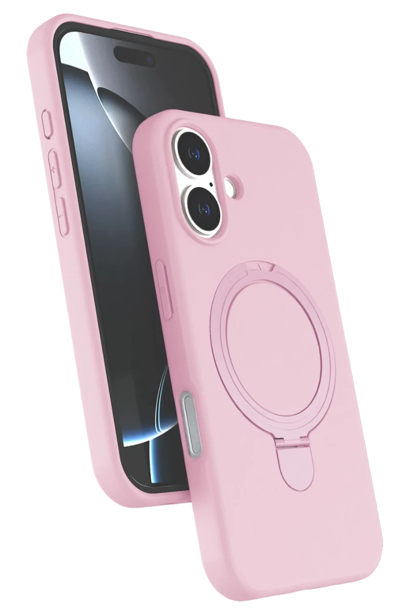 Apple iPhone 16 Uyumlu Regal Magsafe Standlı Kapak - Açık Pembe
