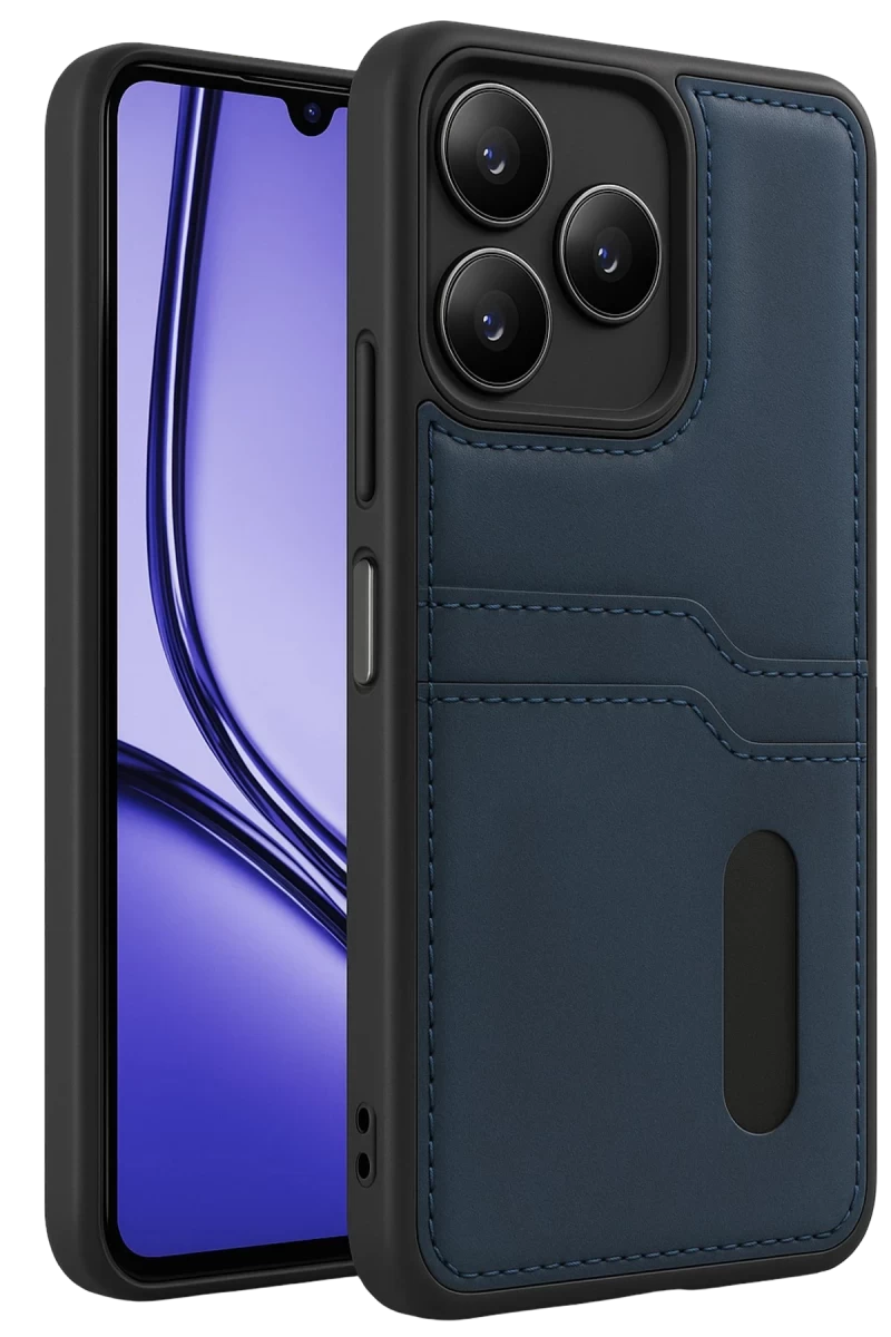 Realme Note 50 4G Uyumlu Kılıf Sara Kartvizitli Deri Kılıf - Lacivert