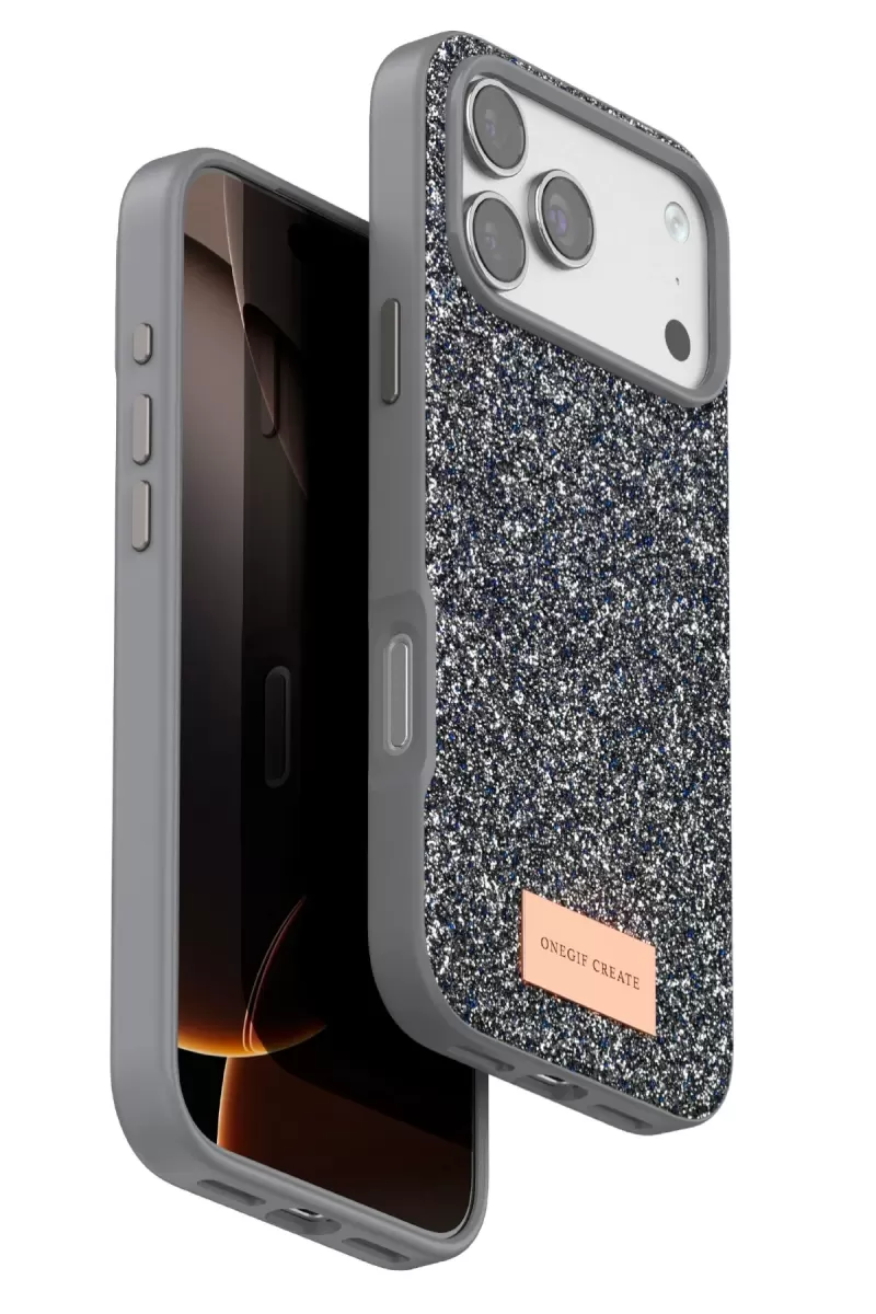 Onegif Apple iPhone 17 Pro Uyumlu Bright Simli Kapak - Gümüş