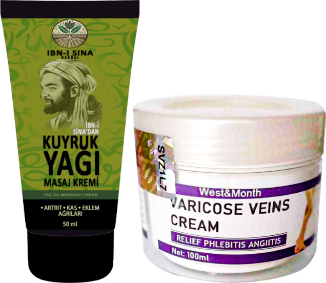 İbn-i Sina 4 Adet  Kuyruk Yağı Dindirici Krem Kas Sırt Bel El Ayak Kullanım 50 ml + Varıcose Veins Cream West Mont Varıslere Krem