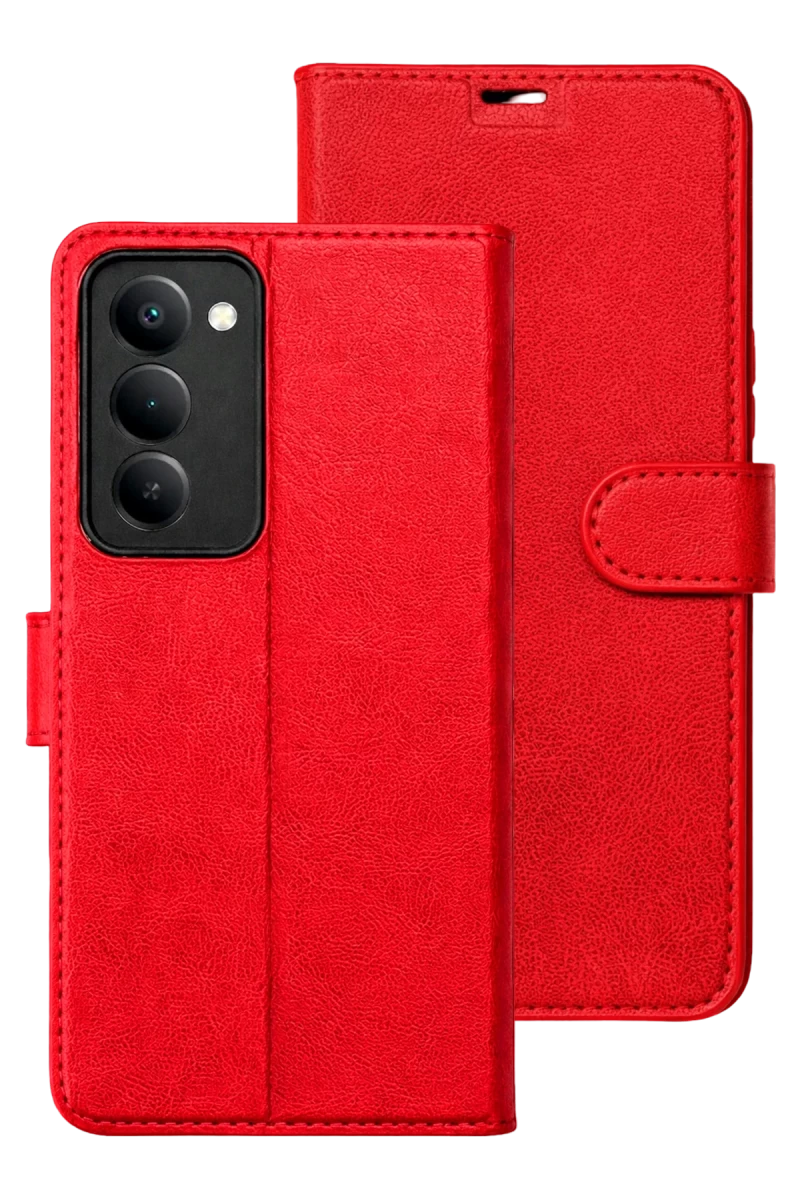 Xiaomi Redmi 15 5G Uyumlu Trend S Plus Kapaklı Kılıf - Kırmızı