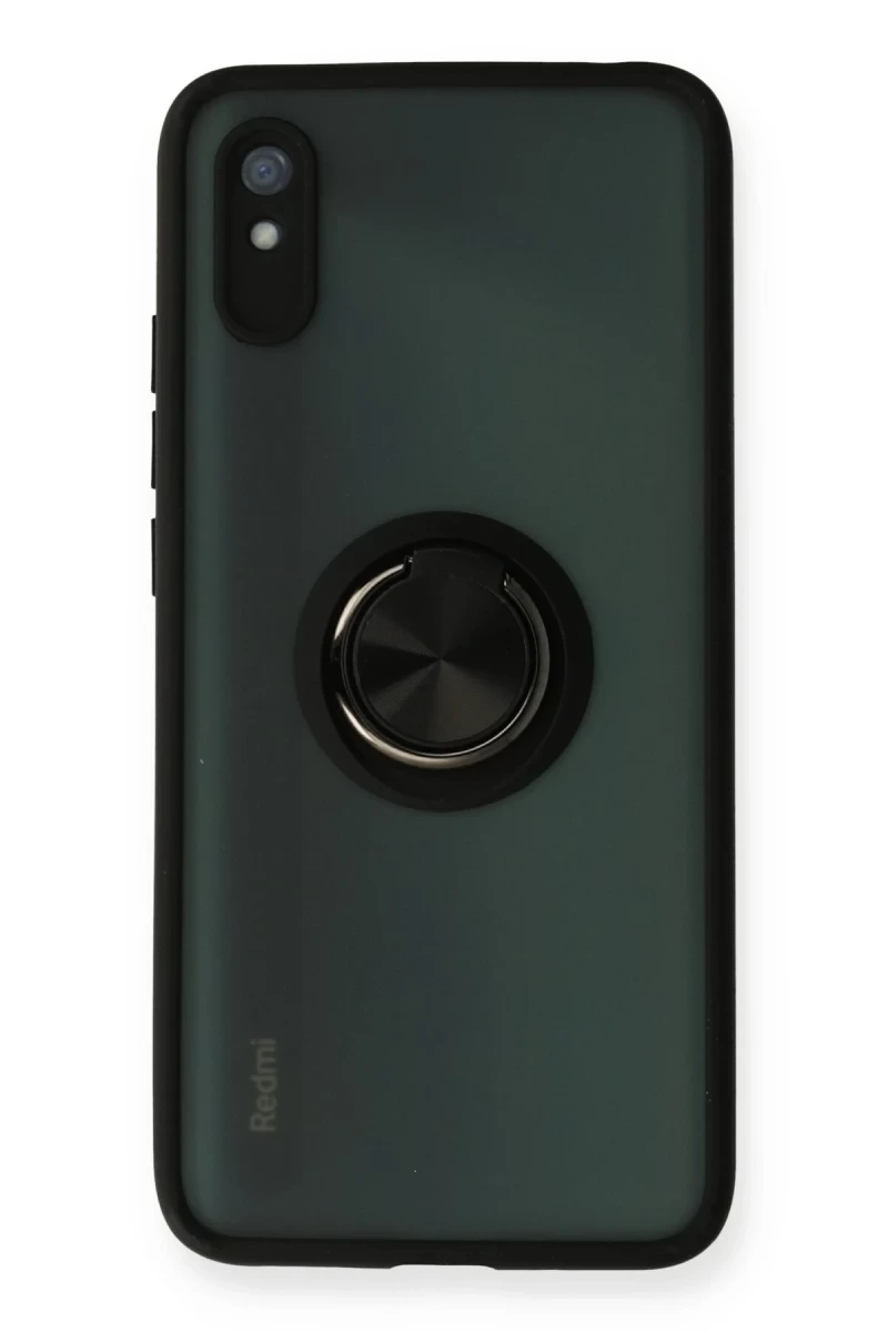 Xiaomi Redmi 9A Uyumlu Kılıf Montreal Yüzüklü Silikon Kapak - Siyah