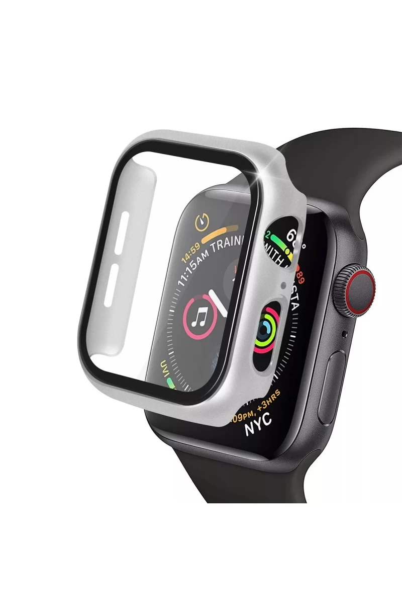 Apple Watch 40mm Uyumlu Camlı Kasa Ekran Koruyucu - Gümüş