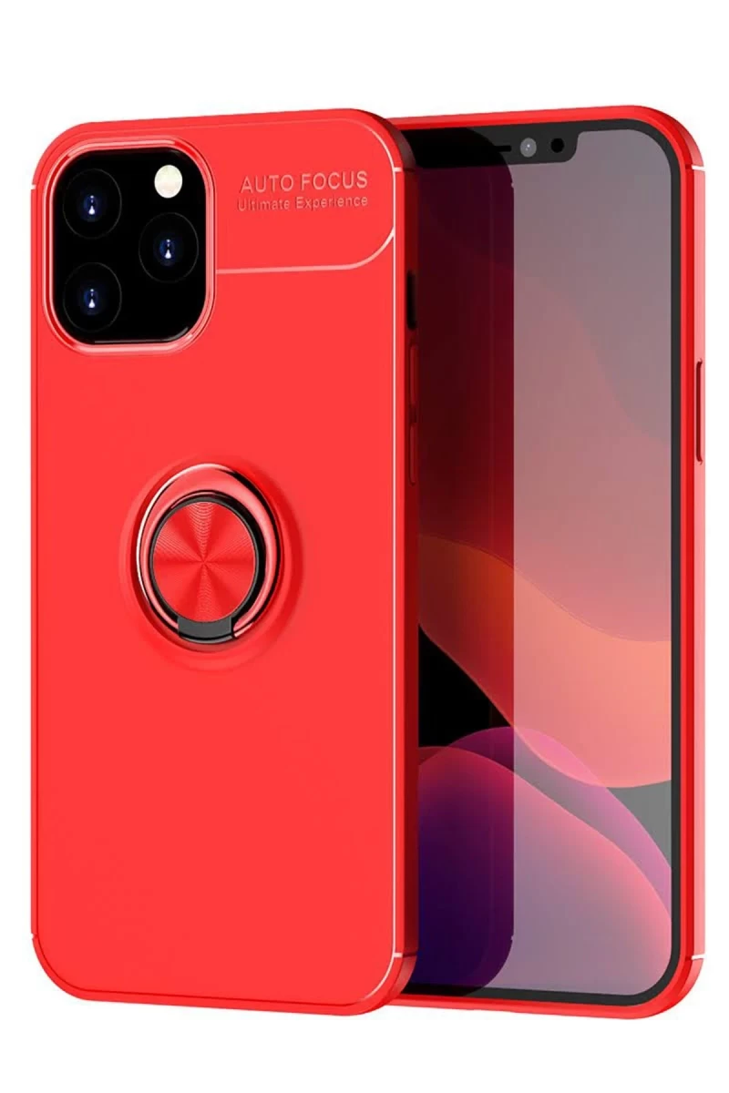 Apple iPhone 12 Pro Max Uyumlu Kılıf Range Yüzüklü Silikon - Kırmızı