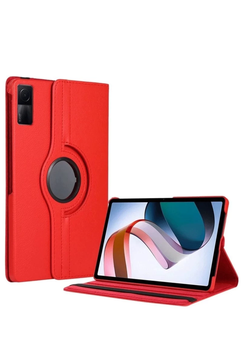 Xiaomi Redmi Pad SE 4G Uyumlu Kılıf 360 Tablet Deri Kılıf - Kırmızı
