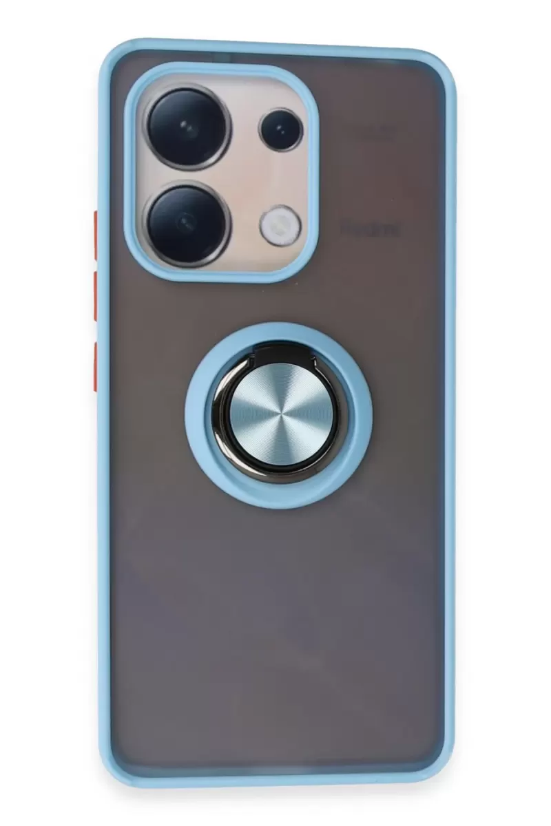 Xiaomi Redmi Note 13 4G Uyumlu Kılıf Montreal Yüzüklü Silikon Kapak - Buz Mavi