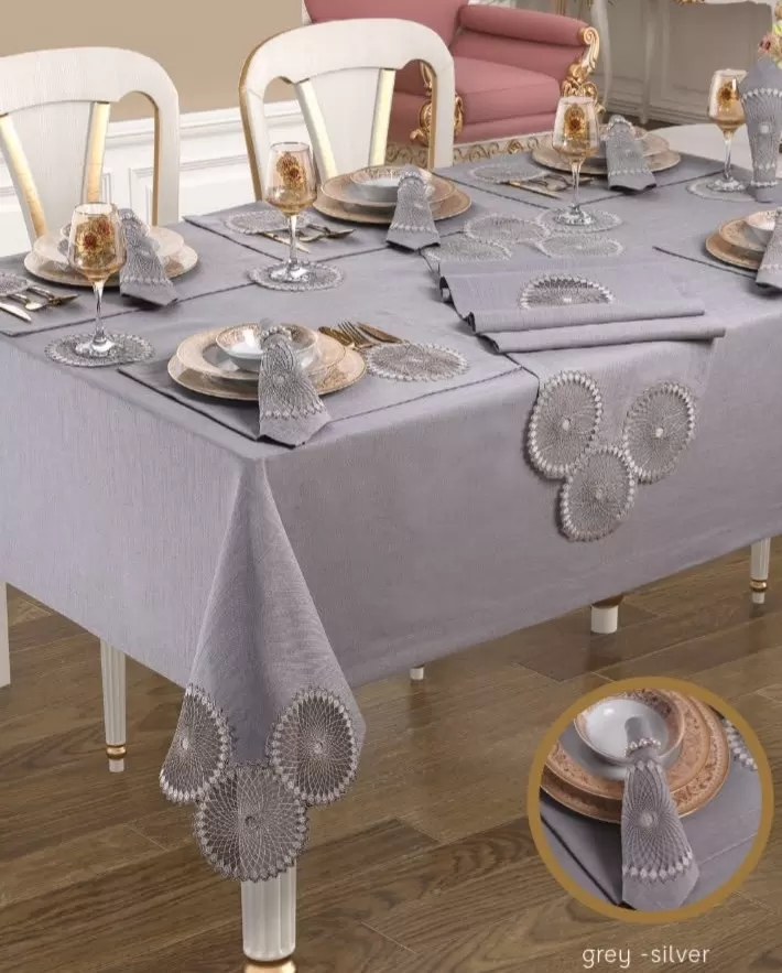 Planet Amerikan Servisli Yemek Takımı Masa Seti 8 Kişilik 34 Parça Supla Runner Set 160 × 260 cm