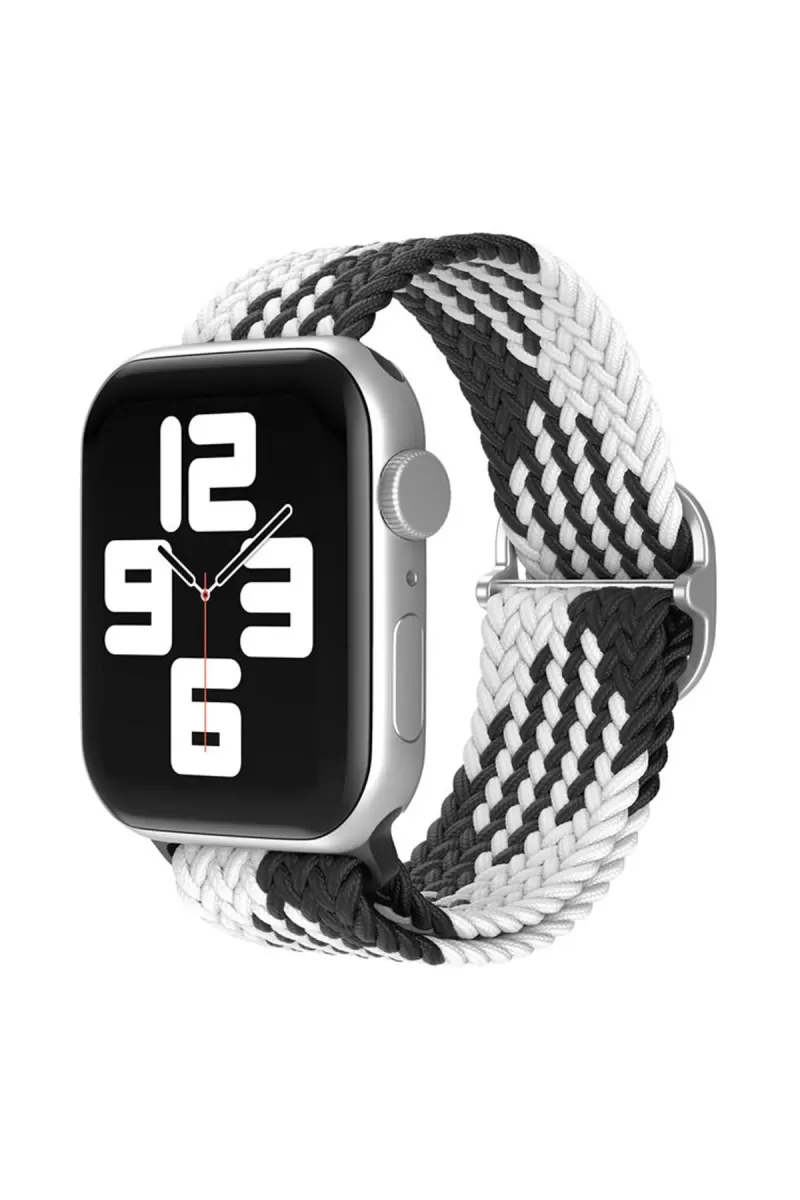 Watch 20mm Uyumlu Star Kordon - Siyah-Beyaz