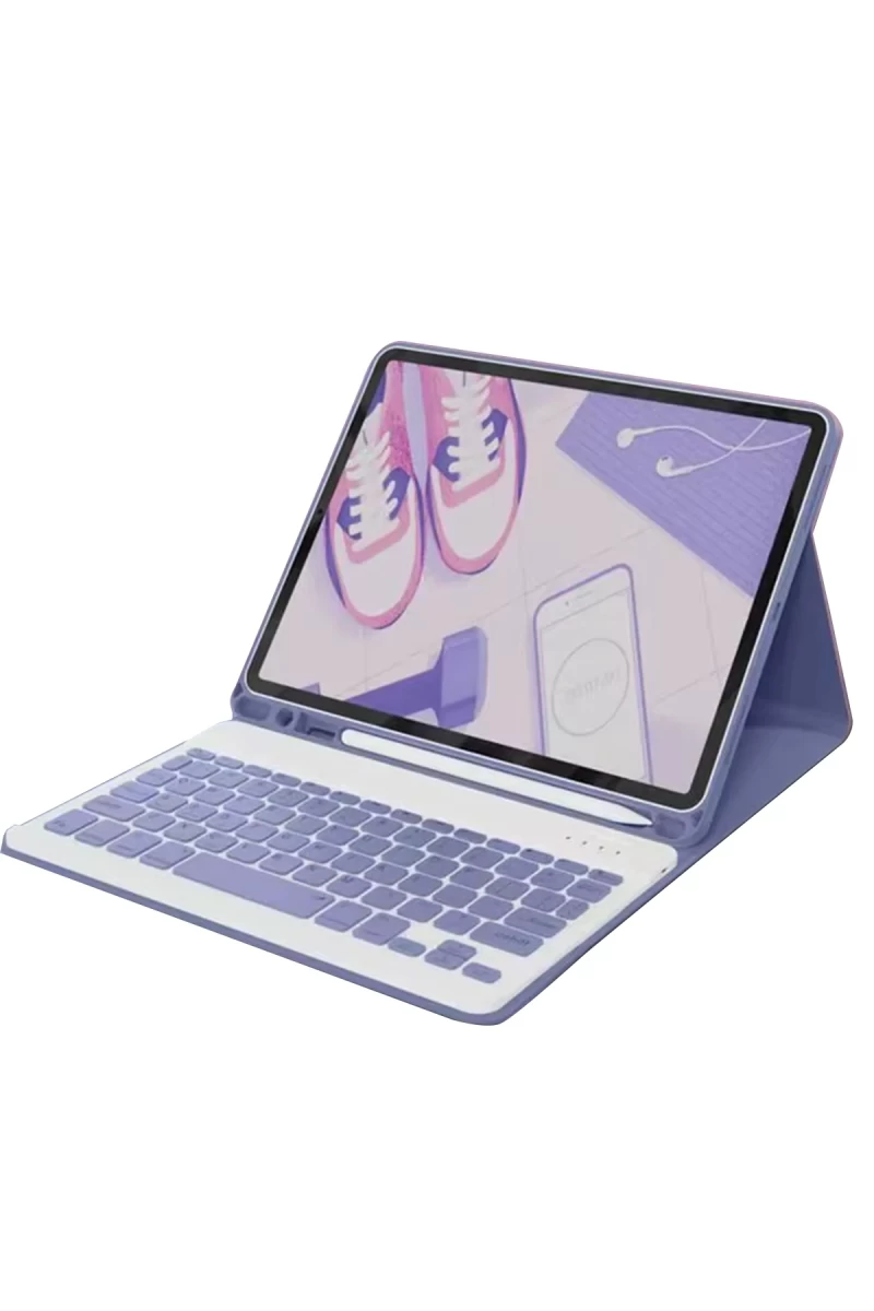 Apple iPad Air 11 (2024) Kılıf KC01 Smart Klavyeli Tablet Kılıfı - Derin Mor