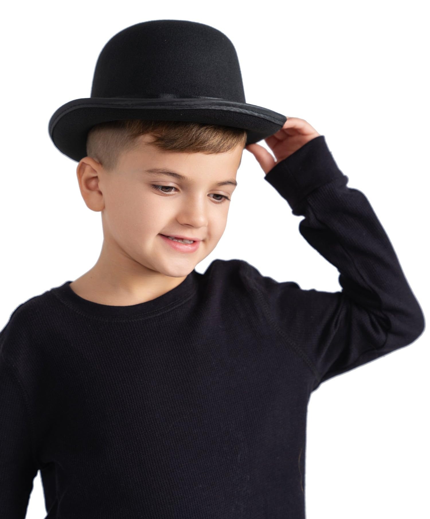 Charlie Chaplin Stil Çocuk Şapkası ? Siyah Melon Parti Şapkası