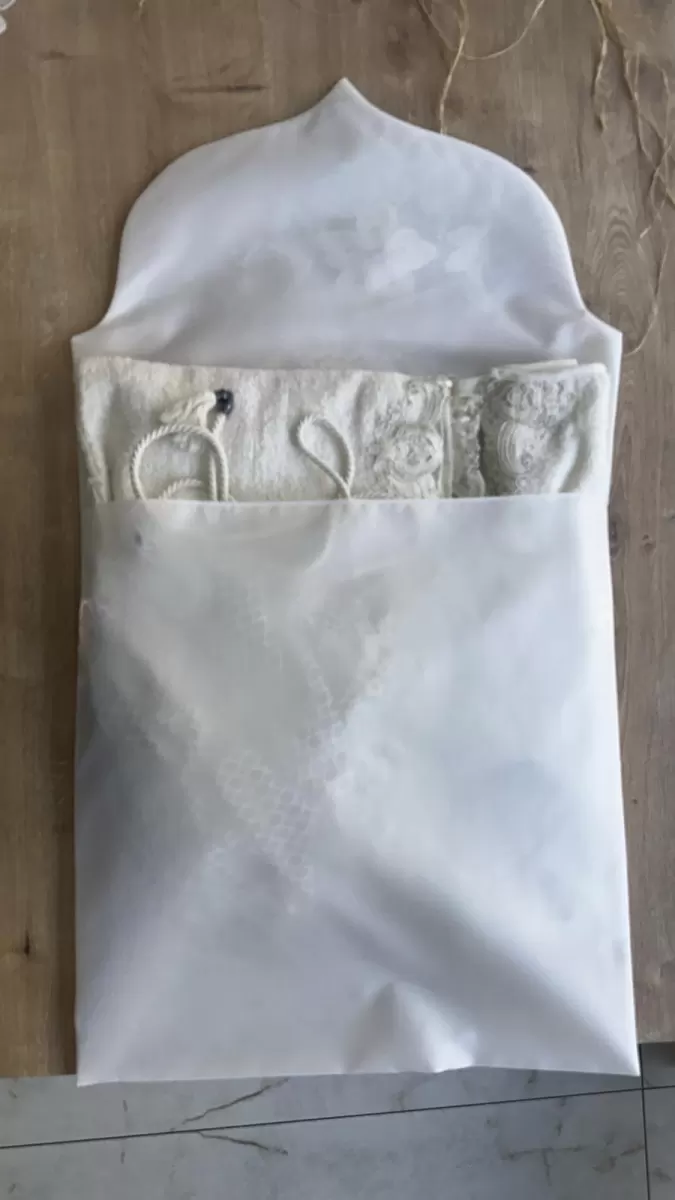 Fransız Güpürlü Zarf Bohça 50x50 cm Nişan Bohçası Söz Bohçası 3 Boyutlu Tekli Bohça