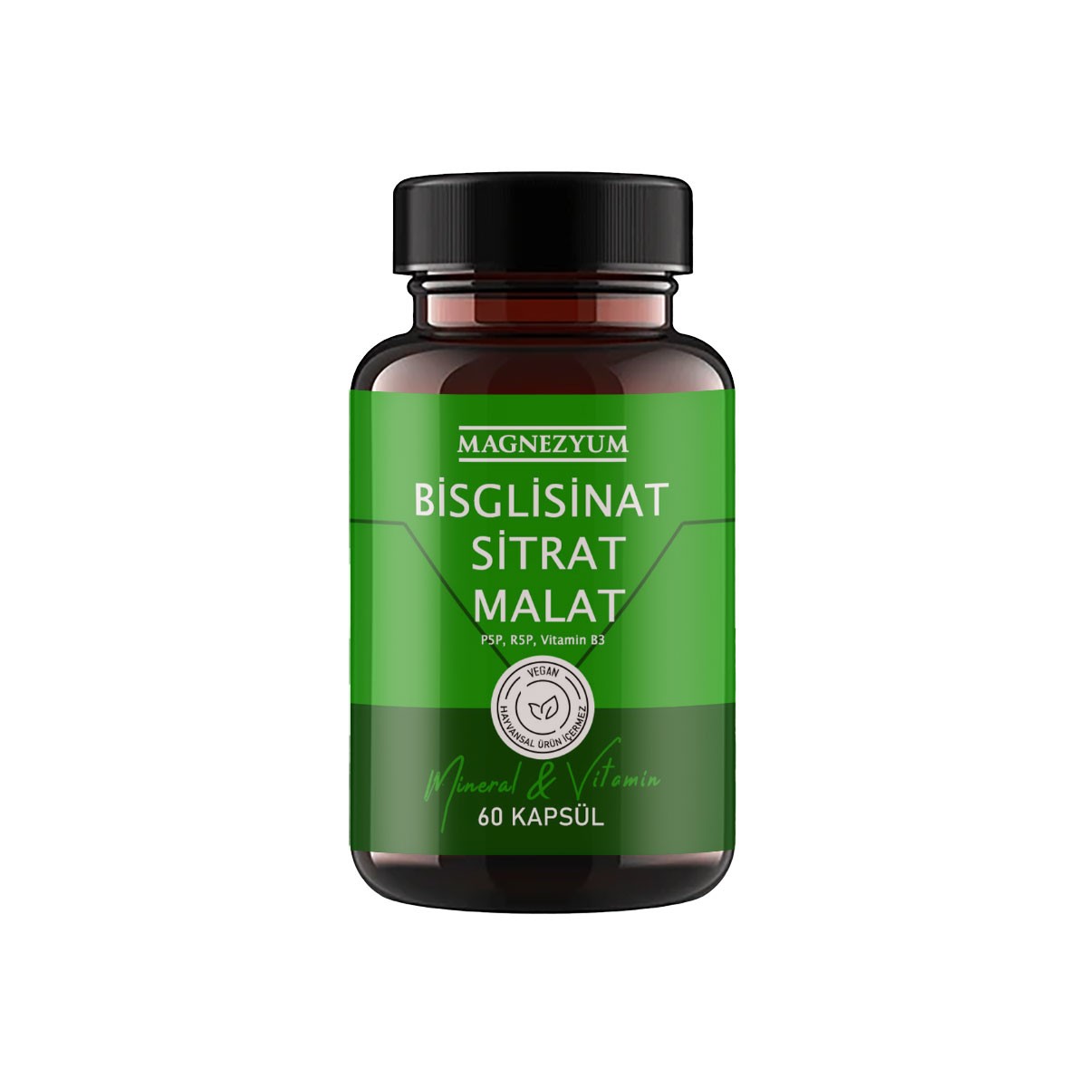 Magnezyum 1 Kutu Bisglisinat magnezyum sitrat malat & vitamin b2 B3 B6  ve mineral kapsülleri 60lı