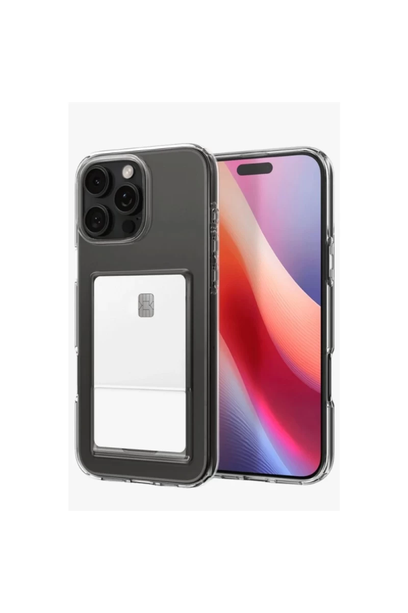 Apple iPhone 16 Pro Uyumlu Kılıf Kart Şeffaf Silikon - Şeffaf
