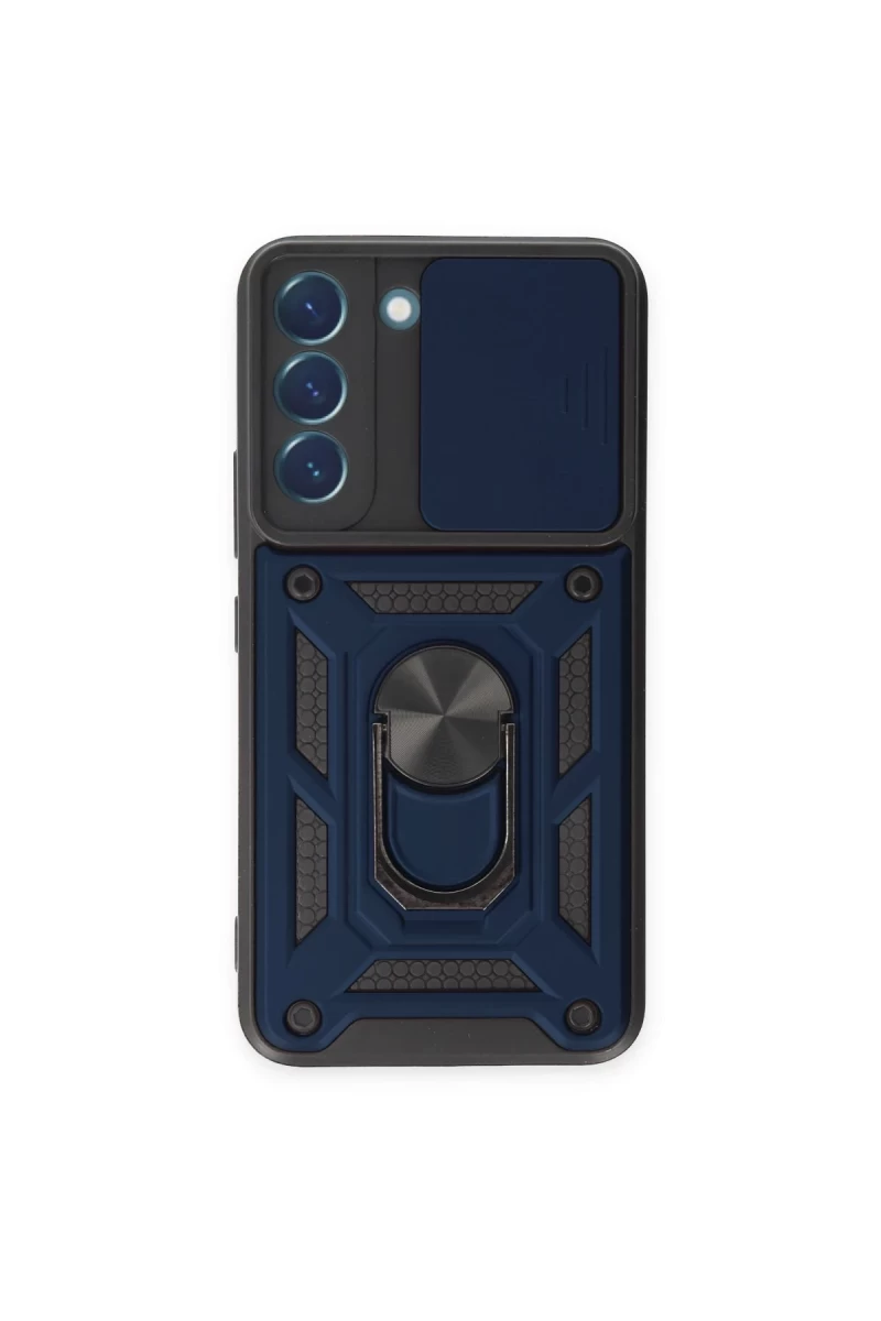 Samsung Galaxy S24 Uyumlu Kılıf Pars Lens Yüzüklü Silikon - Lacivert