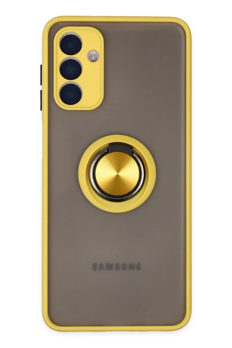 Samsung Galaxy A04S Uyumlu Kılıf Montreal Yüzüklü Silikon Kapak - Sarı