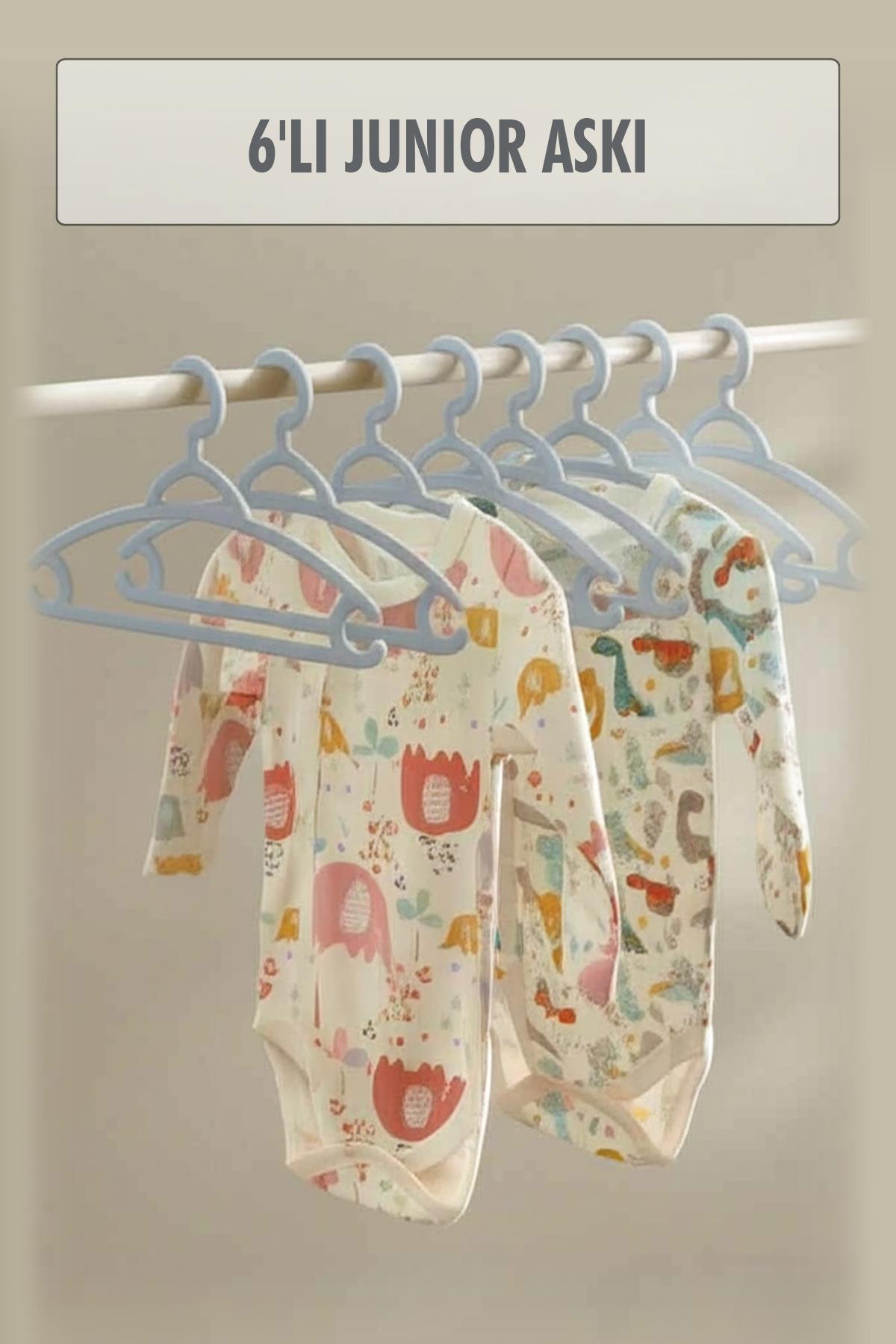 6?lı Bebek Askısı & Bebek Gardırop Askısı Gri Set