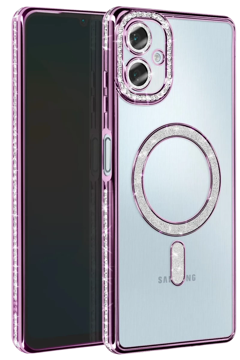 Samsung Galaxy A06 Uyumlu Joke Simli Magneticsafe Kılıf - Derin Mor