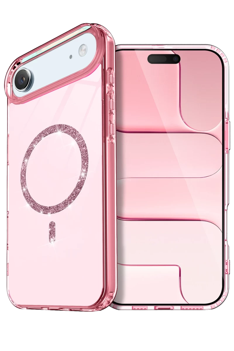 Apple iPhone 17 Uyumlu Air Uyumlu Live Diamond Magsafe Kapak - Pembe