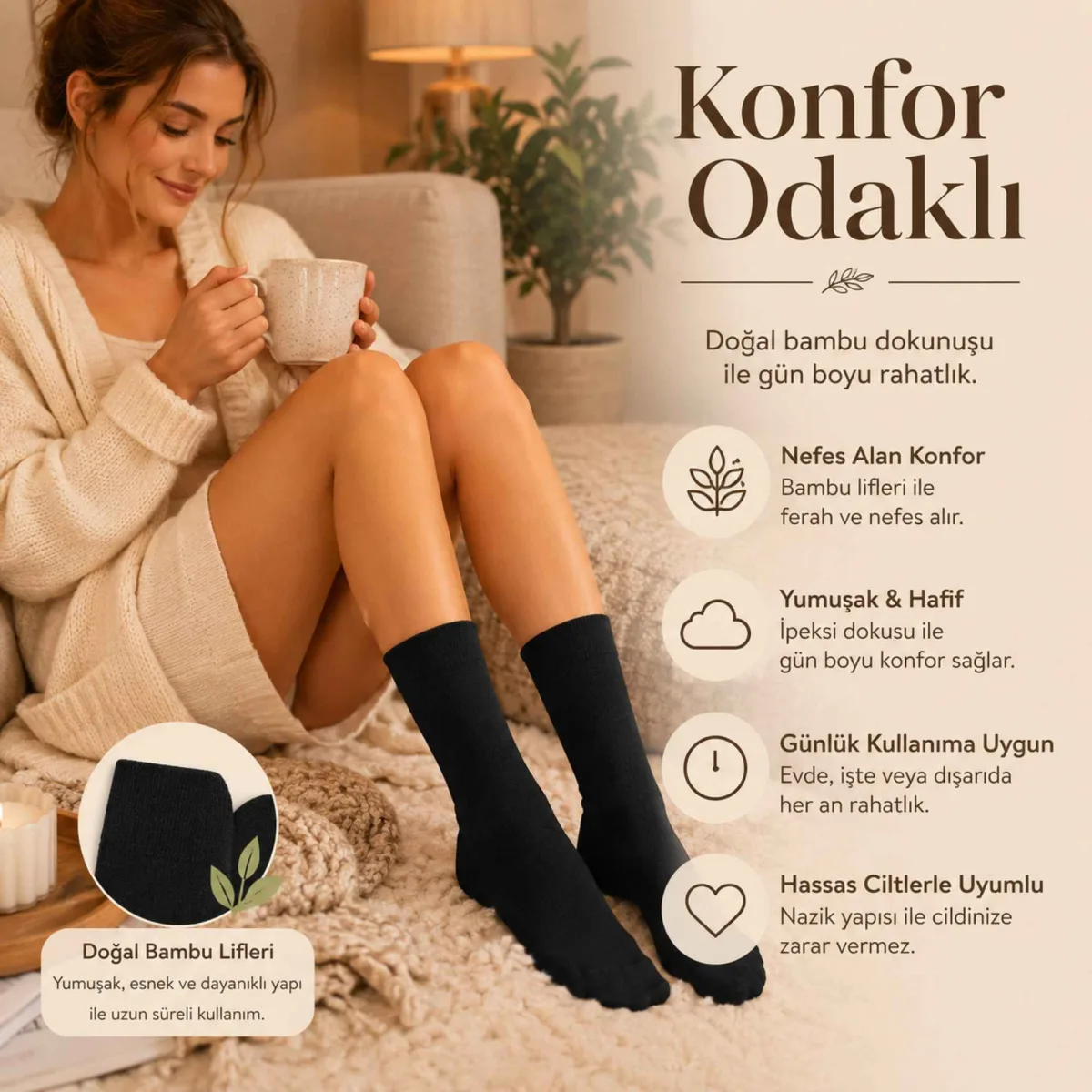 Kadın Bambu Uzun Çorap 12'li Paket, Dikişsiz Burunlu Yumuşak Dokulu Siyah Beyaz Gri