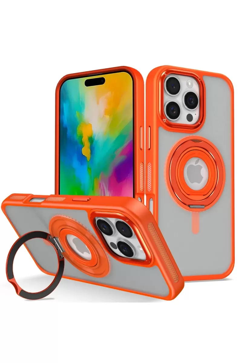Joko Apple iPhone 16 Pro Max Uyumlu Banza Magsafe Standlı Kapak - Turuncu