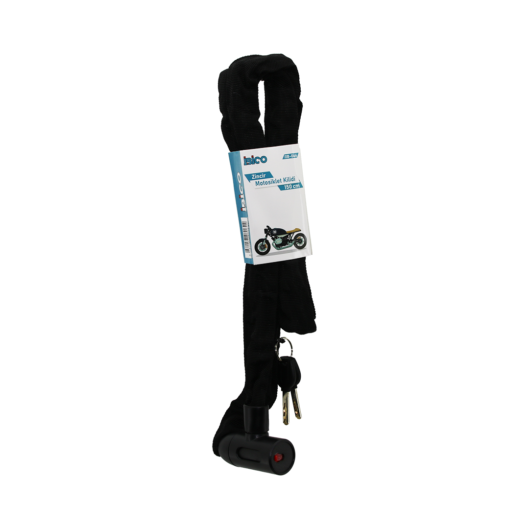 150 cm Zincirli Anahtarlı Motor &amp; Bisiklet Kilidi (Bez Kılıflı)